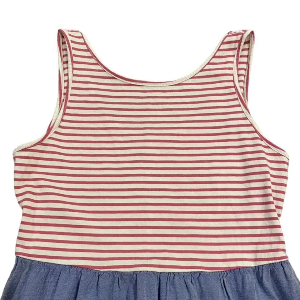 Old Navy Sz L (10-12) Chambray & Pink Striped Tank Dress